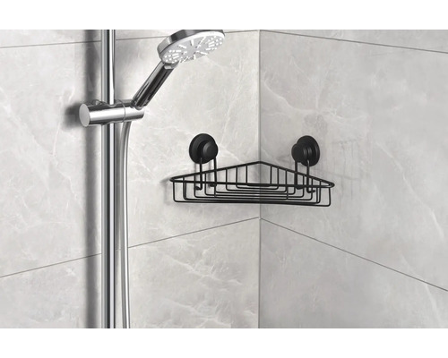 Eckregal mit Saugnäpfen in einer Dusche