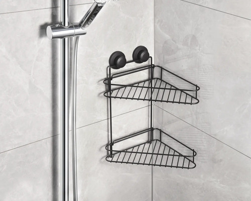 Eckduschregal mit zwei Ablagen zur Montage mit Saugnäpfen