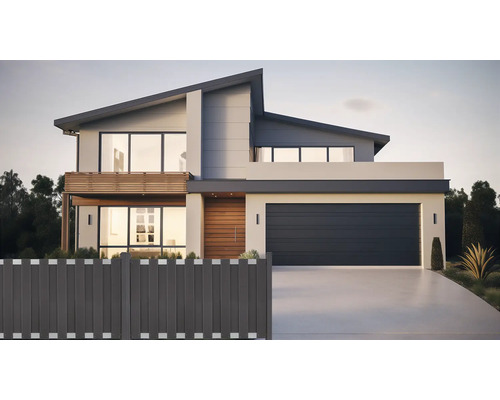 Maison moderne à deux étages avec garage et clôture