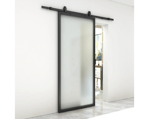 Schulte Porte coulissante intérieure en verre, 90 x 215 cm, verre de  sécurité, porte vitrée, décor industriel, noir