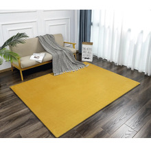 Tapis jaune dans un salon avec canapé et décoration