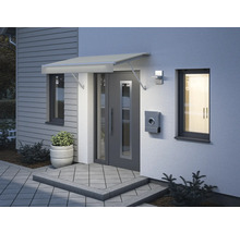 Espace d''entrée d''une maison avec auvent, porte d''entrée et boîte aux lettres