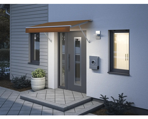 Porte d''entrée avec auvent, boîte aux lettres et lampe d''extérieur