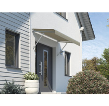 Façade de maison avec auvent de porte pour protection contre les intempéries