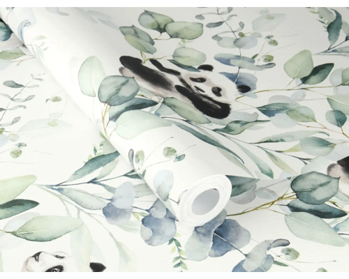 Tapetenrolle mit Panda und Eukalyptus Motiv