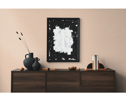 Salon moderne avec buffet, décoration et image encadrée