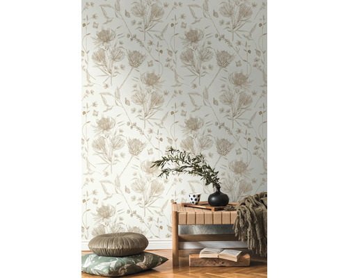 Papier peint décoratif avec motif floral dans la pièce