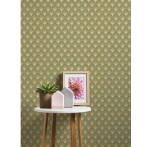 Papier peint avec motif demi-cercle dans le style rétro sur un mur