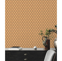 Décoration murale avec papier peint à motifs dans le salon