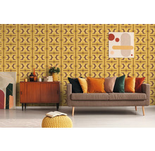 Papier peint intissé 39533-4 Retro graphique jaune