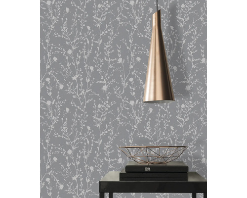 Papier peint décoratif à motif floral, combiné à une suspension et une coupe décorative