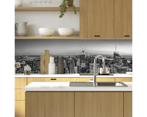 Évier de cuisine avec crédence Skyline de New York