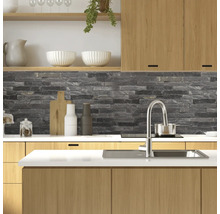 Crédence de cuisine mySpotti Profix Black Bricks mur de pierres 210 x 60 cm PX-21060-1247-HB