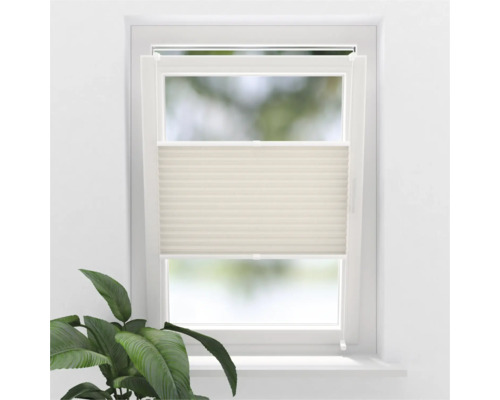 Store plissé SOLUNA avec guidage latéral sans perçage nature 45x130 cm Fenêtre avec store plissé beige