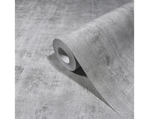 Rouleau de papier peint gris aspect béton