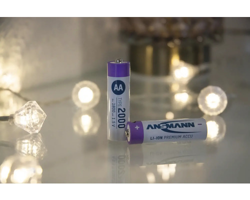 Deux piles rechargeables lithium-ion Ansmann AA de 1,5 volts