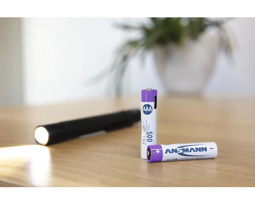 Piles Ansmann AAA et une lampe de poche