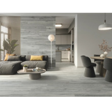 Carrelage sol et mur en grès cérame fin MIRAVA BERGEN grey 29.5x120x0.9 cm