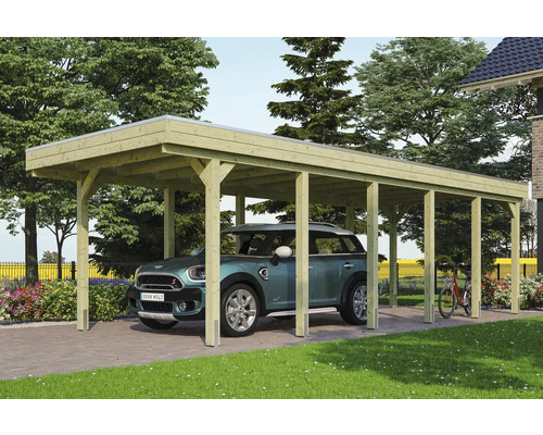 Carport en bois avec voiture