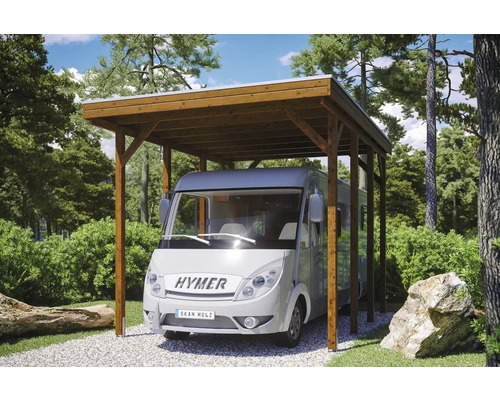 Holz Carport für Wohnmobil im Garten