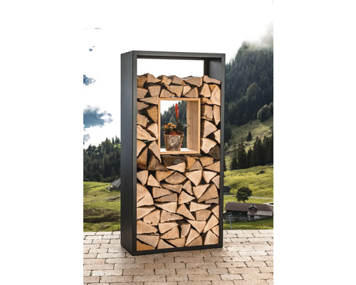 Étagère à bois de chauffage avec stockage de bois et jardinière