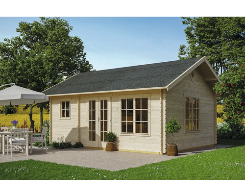 Chalet de jardin SKAN HOLZ Esbjerg 2 avec plancher et comble de rangement 420x560 cm naturel