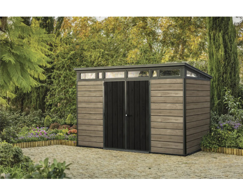 Abri de jardin Keter Signature Ashwood Pent 11x7 avec plancher 342 x 218 cm anthracite/marron