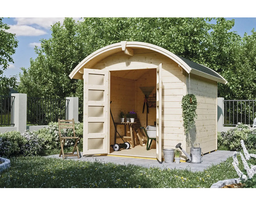 Chalet de jardin en madriers SKAN HOLZ Delft avec plancher 290 x 310 cm naturel