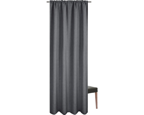 Rideau gris avec bande à froncer