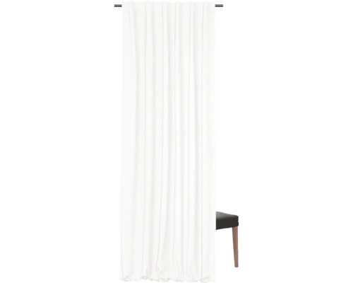 Rideau blanc avec suspension à ruban fronceur sur tringle à rideaux
