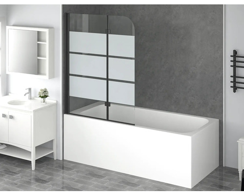 Pare-baignoire 2 parties form&style CABIA 1120 x 1400 mm noir