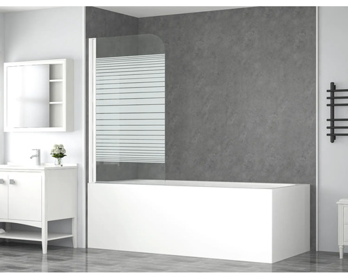 Pare-baignoire 1 partie form&style ABETO 75 x 140 cm décor bandes transversales couleur du profilé blanc