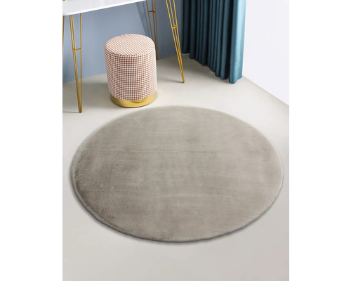 Tapis rond dans le salon avec tabouret et table