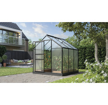 Serre avec des plantes dans le jardin