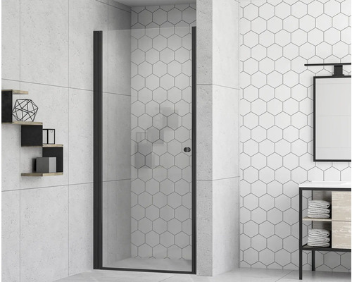 Duschtür mit Drehtür form&style MODENA 100 x 195 cm Profil schwarz matt Klarglas schmutzabweisende Glasbeschichtung