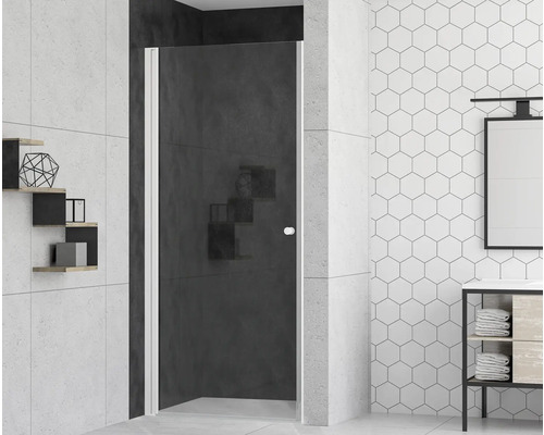 Porte de douche dans niche avec porte pivotante form&style MODENA 80 cm blanc