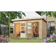 Gartenhaus Karibu Graubünden 1 mit Geräteraum 398 x 273 cm natur