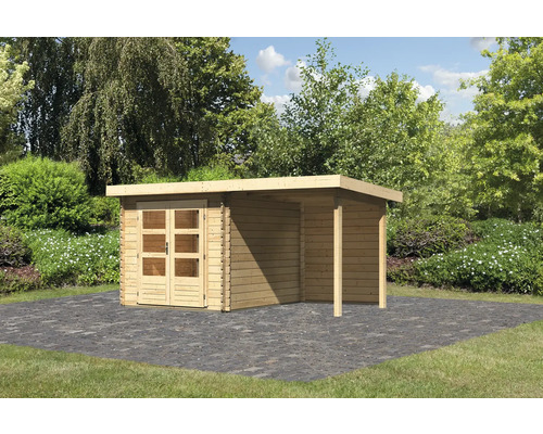 Abri de jardin Karibu Noorvik 4 avec extension de toit de 2 m, panneau arrière 454,5 x 333 cm naturel Abri de jardin Karibu Noorvik 4 avec extension de toit de 2 m, panneau arrière 454,5 x 333 cm naturel