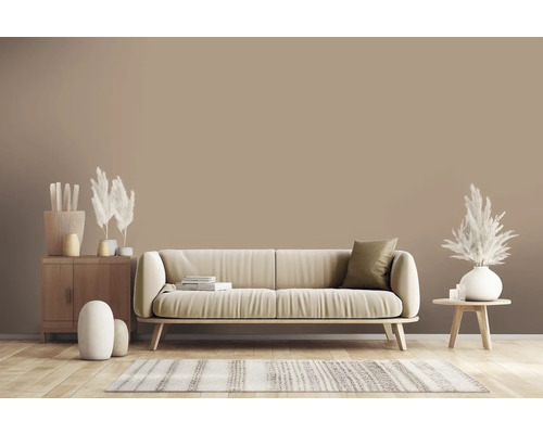 Salon avec canapé, tapis et armoire en bois