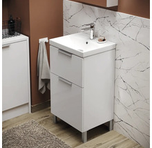 Badezimmer mit Waschbeckenunterschrank mit zwei Schubladen, Armatur und Handtuchhalter