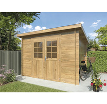 Abri de jardin en bois avec double porte et fenêtres