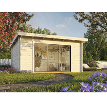 Gartenhaus Palmako Lea 14,2 m² Schiebetür Isolierglas inkl. Fußboden 494 x 402 cm natur