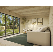 Gartenhaus Palmako Lea 14,2 m² Schiebetür Isolierglas inkl. Fußboden 494 x 402 cm natur