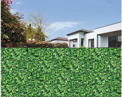 Sichtschutzzaun mit Blattmotiv für den Garten