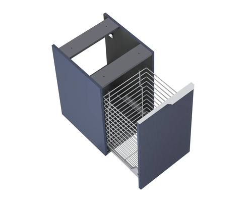 Meuble bas de cuisine avec panier métallique