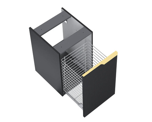 Meuble bas de cuisine avec panier métallique coulissant