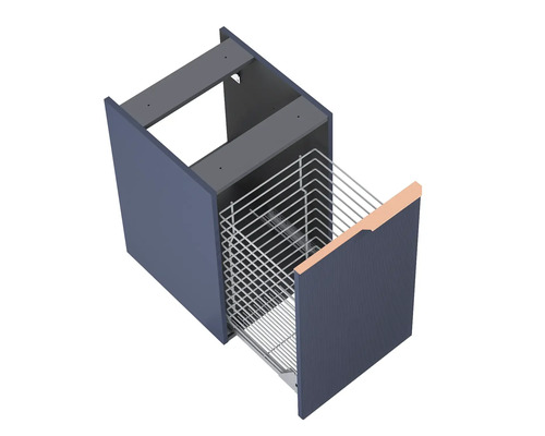 Meuble de cuisine avec panier métallique