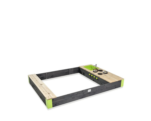 Bac à sable avec cuisine de jeu en bois