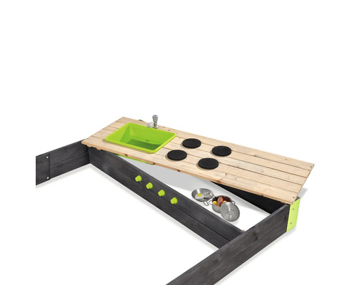 Cuisine pour enfants en bois avec évier, plaques de cuisson et accessoires