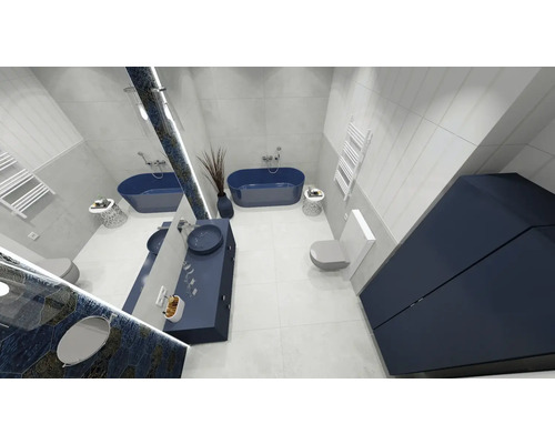 Helles Badezimmer mit Badewannen, Waschbecken und Möbeln